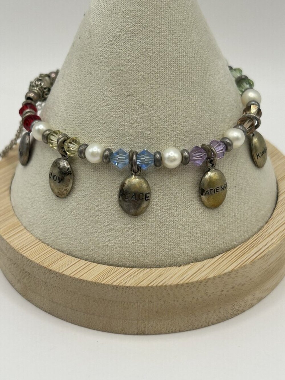 Sterling Silver Faith Charm Bracelet Pearls Beads Magnetic Clasp Safety Chain - Picture 8 of 15